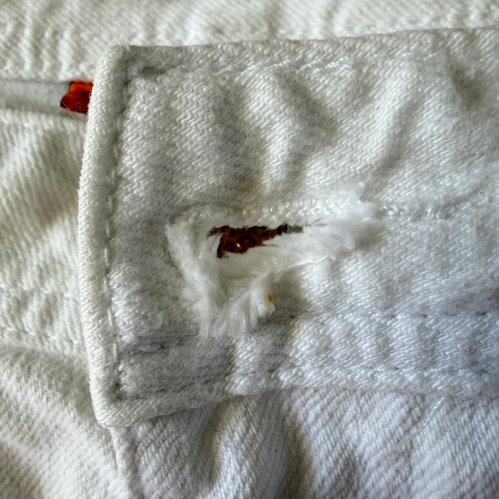 Tory Burch White Cropped Jeans‎ Embroidered Logo Back Pockets Size 28 - Picture 7 of 12